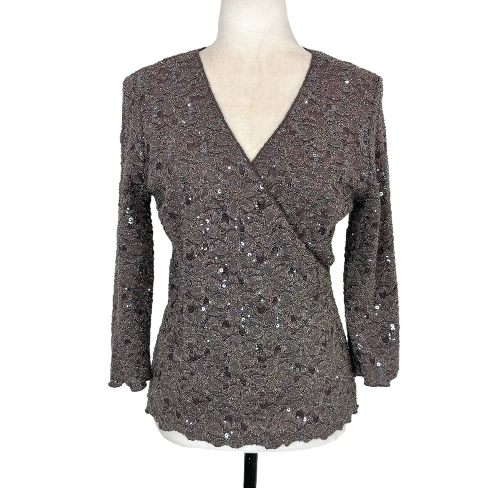 Joseph Ribkoff brown sequin top